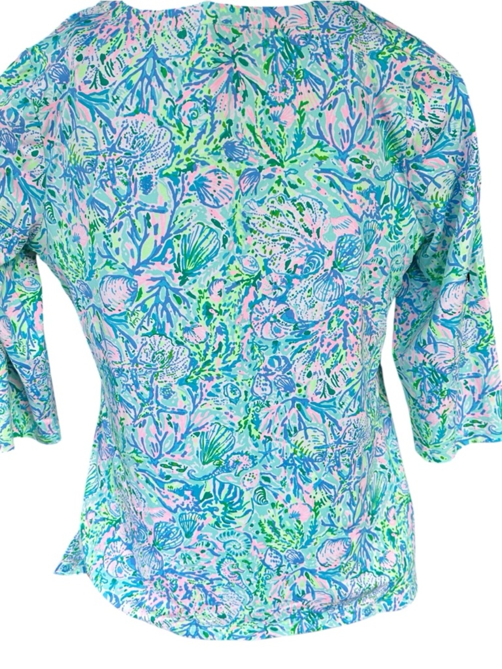 Lilly Pulitzer Soleil It On Me Surf Blue and Pink Mixed-Print Tunic - Picture 2 of 7